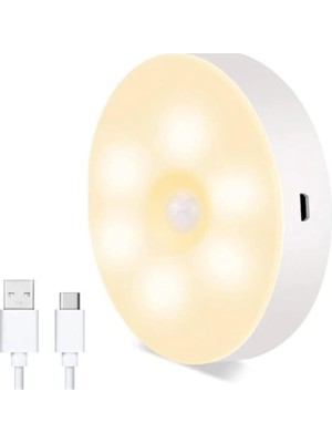 Üstüner Hareket Sensörlü USB Şarjlı Mıknatıslı LED Işık Lamba Dolap Içi Ev Çekmece Gece Lambası Aydınlatma