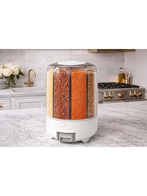 Üstüner Bakliyat Organizeri, Bakliyat Saklama Kabı, 10 kg Kapasiteli Styles Gıda ve Bakliyat Saklama Kabı 6 Gözlü (10KG)