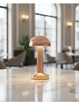 Şarjlı LED Masa Lambası 3 Kademe Dokunmatik Bronz Modern Tasarım