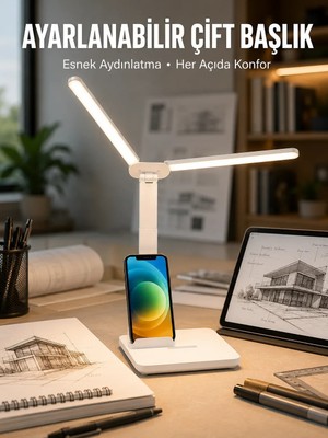 Semel Ayarlanabilir Kısılabilir LED Masa Lambası | Entegre Kalemlik ve Telefon Tutucu Özellikli Yeni Nesil