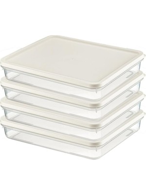 Üstüner 4 Adet Buzdolabı Organizeri – Pp Plastik Şeffaf ve Ayarlanabilir Saklama Kabı, Gıdaları Taze Tutan Fresh Box, Çok Amaçlı,mikrodalga ve Bulaşık Makinesi Uyumlu (Beyaz, 2600 Ml)