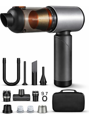 Üstüner 20.000 Pa Kablosuz El Süpürgesi – 120W Güç, 7800 Mah Batarya, 200 ml Toz Haznesi, 8 Başlıklı, Taşıma Çantalı Mini Araç &amp; Ev Süpürgesi (Gri)