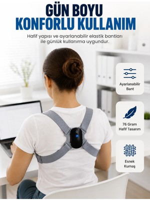 Semel Şarjlı Akıllı Dik Duruş Destek Aparatı Ayarlanabilir Omuz Bandı