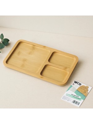 Semel 3 Bölmeli Dikdörtgen Bambu Servis Tepsisi 24.8X13.8X1.4 cm