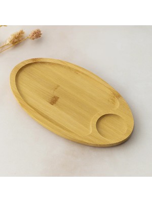Semel Bambu Oval 2 Bölmeli Mini Servis Tepsisi 25X14X1.4 cm