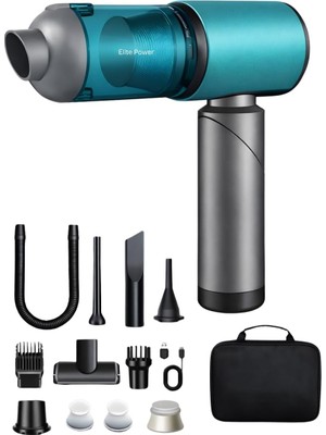 Üstüner 20.000 Pa Kablosuz El Süpürgesi – 120W Güç, 7800 Mah Batarya, 200 ml Toz Haznesi, 8 Başlıklı, Taşıma Çantalı Mini Araç &amp; Ev Süpürgesi (Mavi)