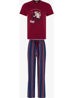 Penti Erkek Retro Groove Çizgili Pantolon Kısa Kollu Pijama Takımı