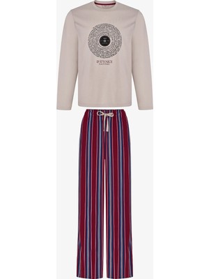 Penti Erkek Soundwave Çizgili Pantolon Uzun Kollu Pijama Takımı