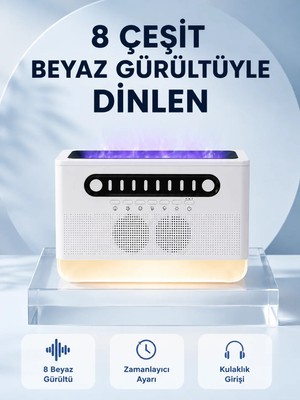 Semel Simüle Alev Efektli Kablosuz Hoparlör Zamanlayıcılı Gece Lambası