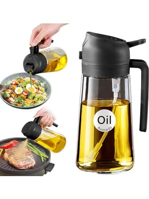 Üstüner 2'si 1 Arada Yağ Püskürtücü, 470 ml Yeşil Püskürtme Şişesi, Gıda Maddelerine Uygun, Yemek Pişirmek Için Spreyi, Yüksek Kaliteli, Sıcak Hava Fritözü Için Dispenser