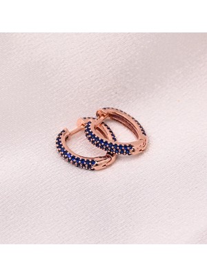 Gece Safiri Rose Gümüş Halka Küpe