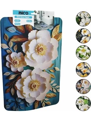 Semel Dikdörtgen - Desenli 38X58CM Su Eci - Sihirli Banyo Paspası Elastik