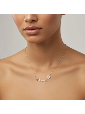 Love Figürlü Uğur Böceği 316L Çelik 14K Gold Kaplama Kolye