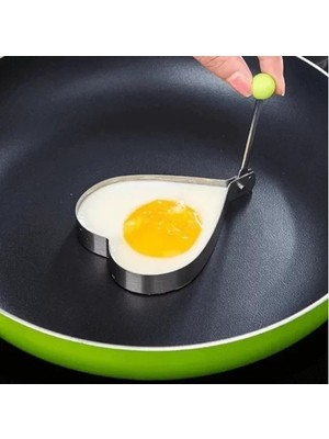 Metalik Kalp Şeklinde Metal Omlet Yumurta ve Krep Kalıpları
