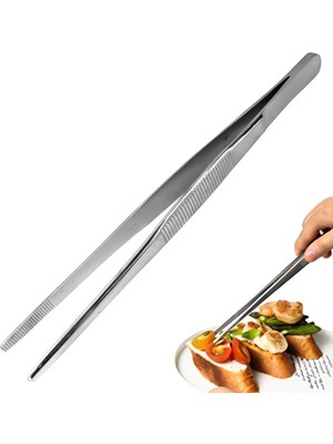 Üstüner Fansh 304 Paslanmaz Çelik Mangal Cımbızı, Profesyonel Mutfak ve Uzun Saplı Gıda Cımbızı, Çok Fonksiyonlu, 30 cm