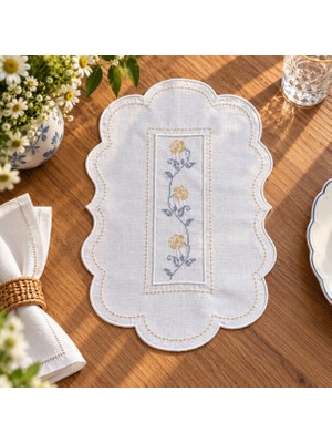Linoriahome Kanaviçe Nakışlı Isviçre Keteni Sehpa Örtüsü 50X35 cm