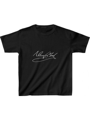 Pileli Store Baskılı T-Shirt - Siyah -