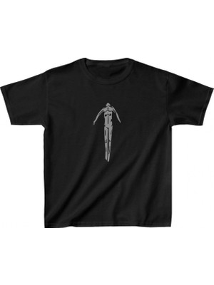 Pileli Store Baskılı T-Shirt - Siyah -