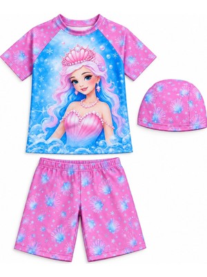 Rony Pony Kids Kız Çocuk Uv Korumalı Mayo Takımı Şapkalı 3 Parça