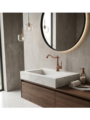 Titanium Design Bronz Desenli Rustik Lavabo Bataryası