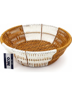 TeknoKapsül Yuvarlak Hasır K.rengi - Beyaz Ekmek Sepeti 25CM