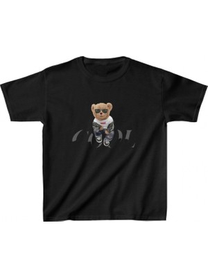 Pileli Store Baskılı T-Shirt - Siyah -