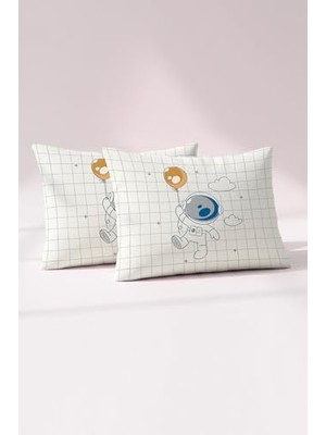 Kazan Hobi Ranforce %100 Pamuk Bebek Yastık Kılıfı 35X45 Cm, 2'li Set, Space A Çok Renkli