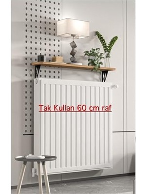 Kazan Hobi Montajsız Çam Petek Üstü Metal Raf, Kalorifer Peteği Raf Dresuar Uçan Raf 60 cm 20060