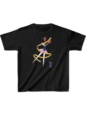 Pileli Store Baskılı T-Shirt - Siyah -