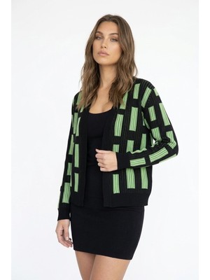 Neden Tekstil Kadın Geometrik Desenli Premium Triko Hırka