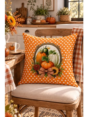 Bertille Home Sonbahar Mutfak Balkon Serisi Dijital Baskılı Kırlent Kılıfı (Halloween Autumn Kitchen)