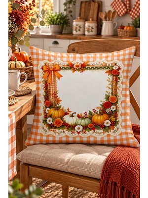 Bertille Home Sonbahar Mutfak Balkon Serisi Dijital Baskılı Kırlent Kılıfı (Halloween Autumn Kitchen)