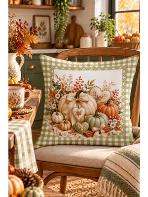 Bertille Home Sonbahar Mutfak Balkon Serisi Dijital Baskılı Kırlent Kılıfı (Halloween Autumn Kitchen)