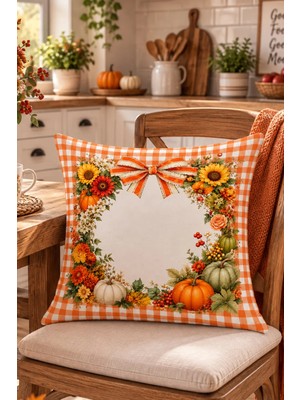 Bertille Home Sonbahar Mutfak Balkon Serisi Dijital Baskılı Kırlent Kılıfı (Halloween Autumn Kitchen)