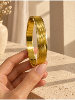 Sarezza Gold Trabzon Desenli Hasır / Şarnel Bilezik -- 8 Ayar– 5 gr