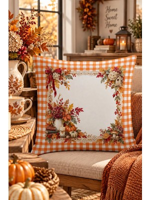 Bertille Home Sonbahar Mutfak Balkon Serisi Dijital Baskılı Kırlent Kılıfı (Halloween Autumn Kitchen)