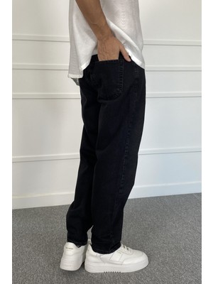 Alışveriş Sokağı Boyfriend Taşlanmış Siyah Jean - Kot Pantolon | STK2069-JEAN