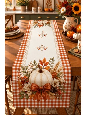 Bertille Home Sonbahar Mutfak Balkon Serisi 140X40 cm Dijital Baskılı Runner (Halloween Autumn Kitchen)
