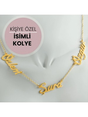 Pileli Store Kişiye Özel Üç Isim Yazılı Kolye