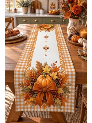 Bertille Home Sonbahar Mutfak Balkon Serisi 140X40 cm Dijital Baskılı Runner (Halloween Autumn Kitchen)