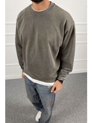 Alışveriş Sokağı Day Baskılı Yıkamalı Bisiklet Yaka Oversize Sweatshirt | STK2082-SWEATSHIRT