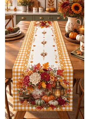 Bertille Home Sonbahar Mutfak Balkon Serisi 140X40 cm Dijital Baskılı Runner (Halloween Autumn Kitchen)