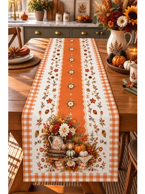Bertille Home Sonbahar Mutfak Balkon Serisi 140X40 cm Dijital Baskılı Runner (Halloween Autumn Kitchen)