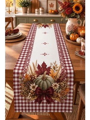 Bertille Home Sonbahar Mutfak Balkon Serisi 140X40 cm Dijital Baskılı Runner (Halloween Autumn Kitchen)
