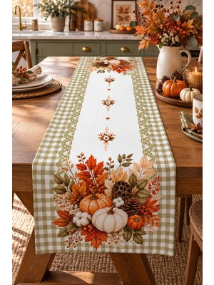 Bertille Home Sonbahar Mutfak Balkon Serisi 140X40 cm Dijital Baskılı Runner (Halloween Autumn Kitchen)