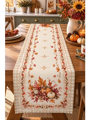 Bertille Home Sonbahar Mutfak Balkon Serisi 140X40 cm Dijital Baskılı Runner (Halloween Autumn Kitchen)