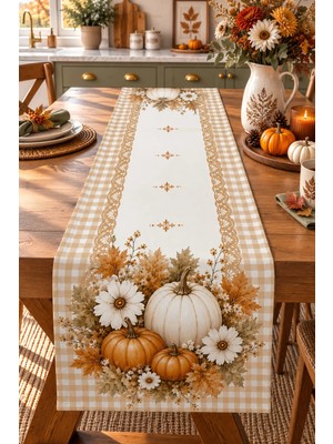 Bertille Home Sonbahar Mutfak Balkon Serisi 140X40 cm Dijital Baskılı Runner (Halloween Autumn Kitchen)