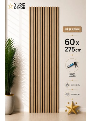 Yıldız Dekor Akustik Duvar Paneli Meşe Rengi 60 x 280