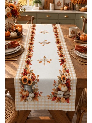Bertille Home Sonbahar Mutfak Balkon Serisi 140X40 cm Dijital Baskılı Runner (Halloween Autumn Kitchen)