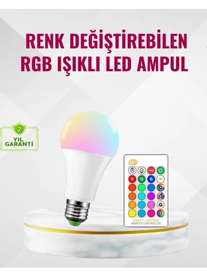 Alkasaz Rgb Uzaktan Kumandalı LED Ampul 16 Renk Dekoratif Aydınlatma